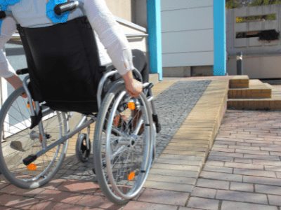 Close up of man in wheelchair
