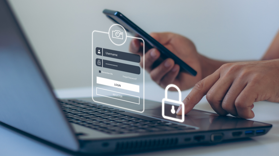 Person logging into account using multifactor authentication