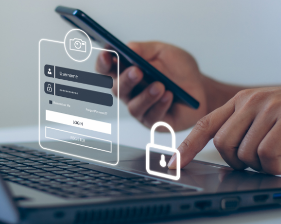Person logging into account using multifactor authentication